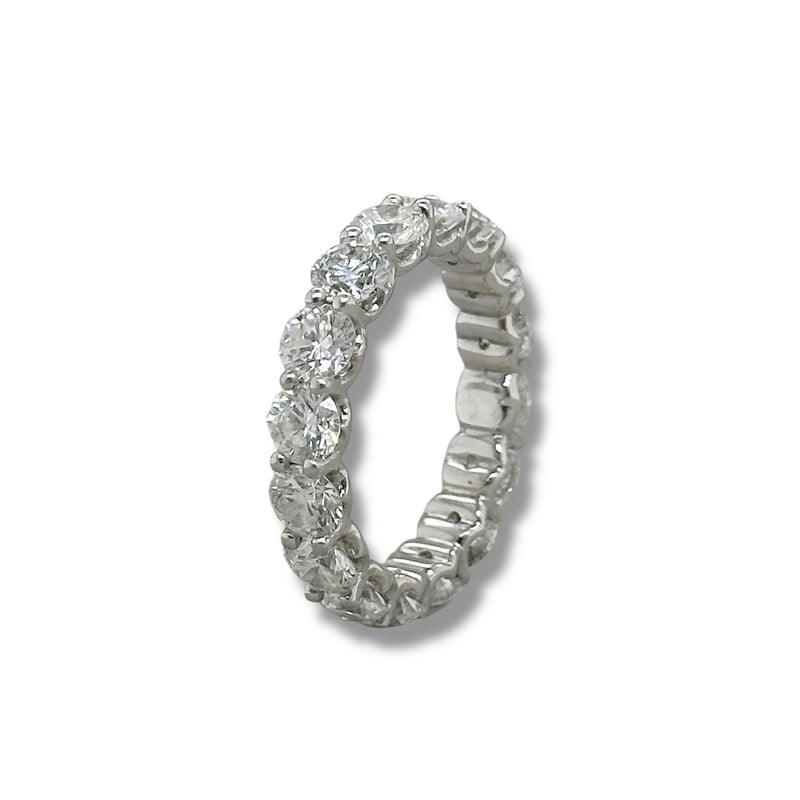 Bague d'éternité en platine avec diamants G/I1 de 4,50 ct