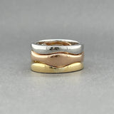 Estate Movado 18K Tri Color Gold Wave Stacking Rings