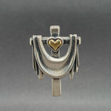 Estate SS 14 Heart Draped Cross Pendant