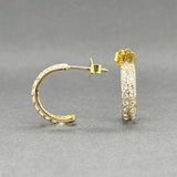 Estate 14K Y Gold CZ Half Hoop Earrings