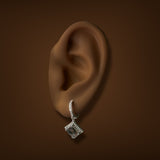 Estate 14K W Gold 1.68ctw Smoky Quartz & 0.22ctw Diamond Earrings