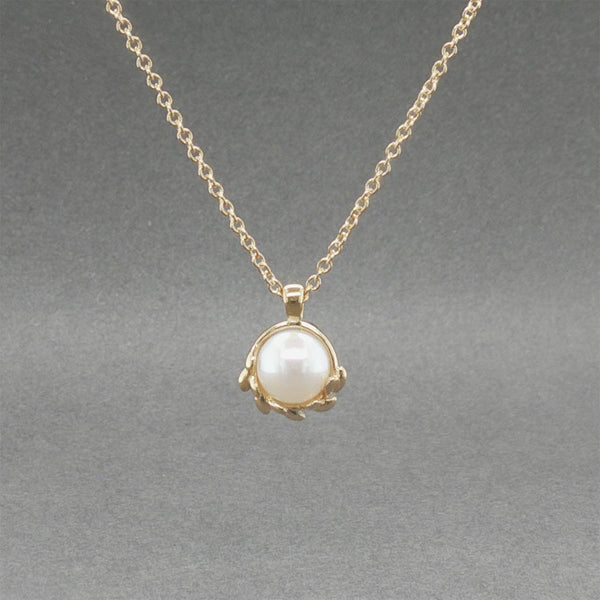 Estate Tiffany & Co. Picasso 18K Y Gold Pearl Olive Leaf Pendant