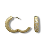 14K Y Gold 0.34ctw G/SI1 Brushed Finish Pave Set Diamond Hoop Earrings