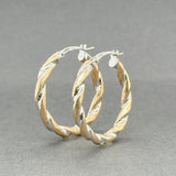 Estate 14K TT Gold 27.4mm Twisted Hoop Earrings