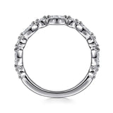 14K W Gold 0.49ctw G-H/SI2 Marquise and Round Diamond Ring