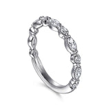 14K W Gold 0.49ctw G-H/SI2 Marquise and Round Diamond Ring
