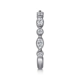 14K W Gold 0.49ctw G-H/SI2 Marquise and Round Diamond Ring