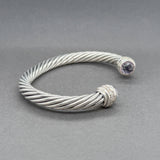 Estate David Yurman SS 4.52ctw Amethyst & 0.30ctw Diamond Cable Classic Cuff Bracelet