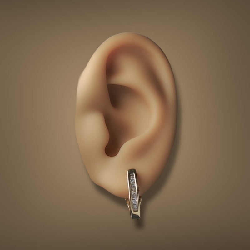 Estate 14K Y Gold 0.26ctw Diamond J Hoop Earrings