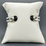 Estate David Yurman SS 14 7.08ctw Onyx Double Cable Cuff Bracelet