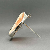 Estate 10K W Gold Shell & Diamond Cameo Pin/Pendant