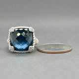 Estate Judith Ripka SS Blue Doublet CZ Ring