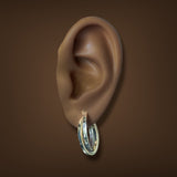 Estate 14K TT Gold Crossover Oval Hoop Earrings