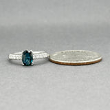 Estate 14K W Gold 0.60ct Sapphire & 0.13ctw Diamond Ring