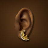 Estate 18K TT Gold 0.28ctw Diamond Woman on The Moon Earrings