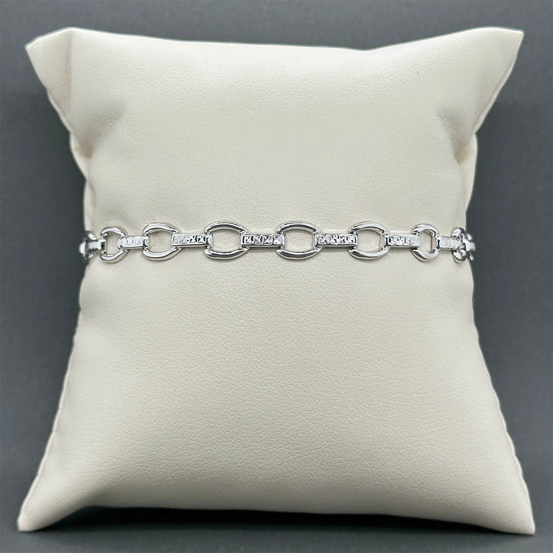 Estate 14K W Gold 6.06mm Stampado Link Bracelet