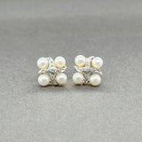 Estate 14K Y Gold 0.03ctw J/I2 Diamond & Pearl Stud Earrings