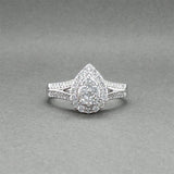 Estate 14K W Gold 0.98ctw Diamond Pear Cluster Ring