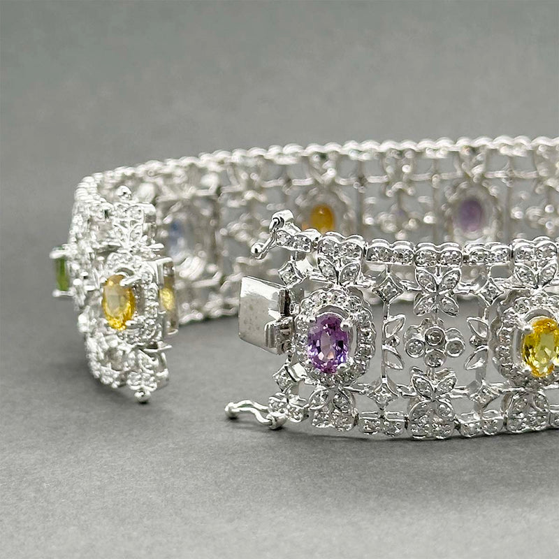 Estate 14K W Gold 5.89ctw Sapphire & 2.49ctw Diamond Bracelet
