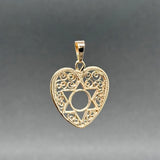 Estate 14K R Gold Star of David Heart Pendant