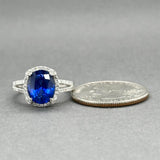 Estate Effy 14K W Gold 3.38ct Enhanced Sapphire & 0.38ctw Diamond Ring