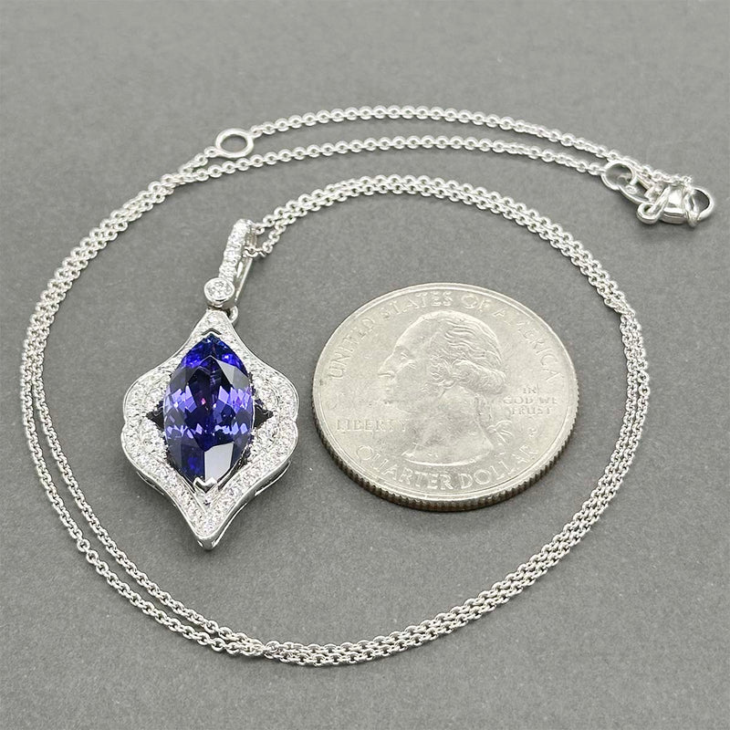 Estate 18K W Gold 4.44ct Tanzanite & 0.31ctw Diamond Pendant