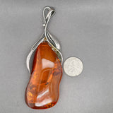 Estate SS XL Amber Pendant
