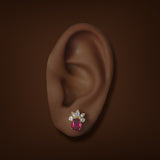 Estate 18K Y Gold 1.18ctw Ruby & 0.48ctw Diamond Stud Earrings
