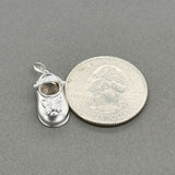 Estate 14K W Gold 0.05ctw J/I3 Diamond Baby Shoe Pendant