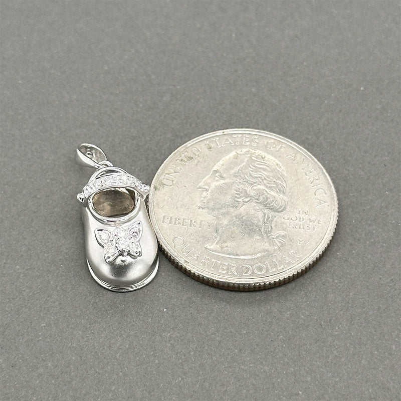 Estate 14K W Gold 0.05ctw J/I3 Diamond Baby Shoe Pendant