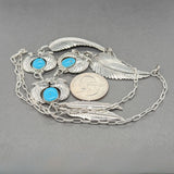 Estate SS Turquoise Feather South West Necklace