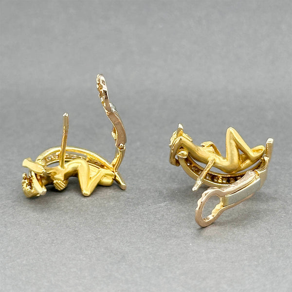 Estate 18K TT Gold 0.28ctw Diamond Woman on The Moon Earrings