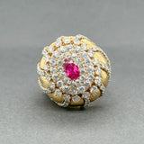 Estate 18K Y Gold 0.73ct ruby & 4.02ctw H-I/VS2-SI1 Diamond Cocktail Ring