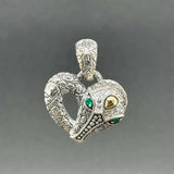 Estate Jai SS 14 0.34ctw Chalcedony & Sapphire Crocodile Heart Pendant