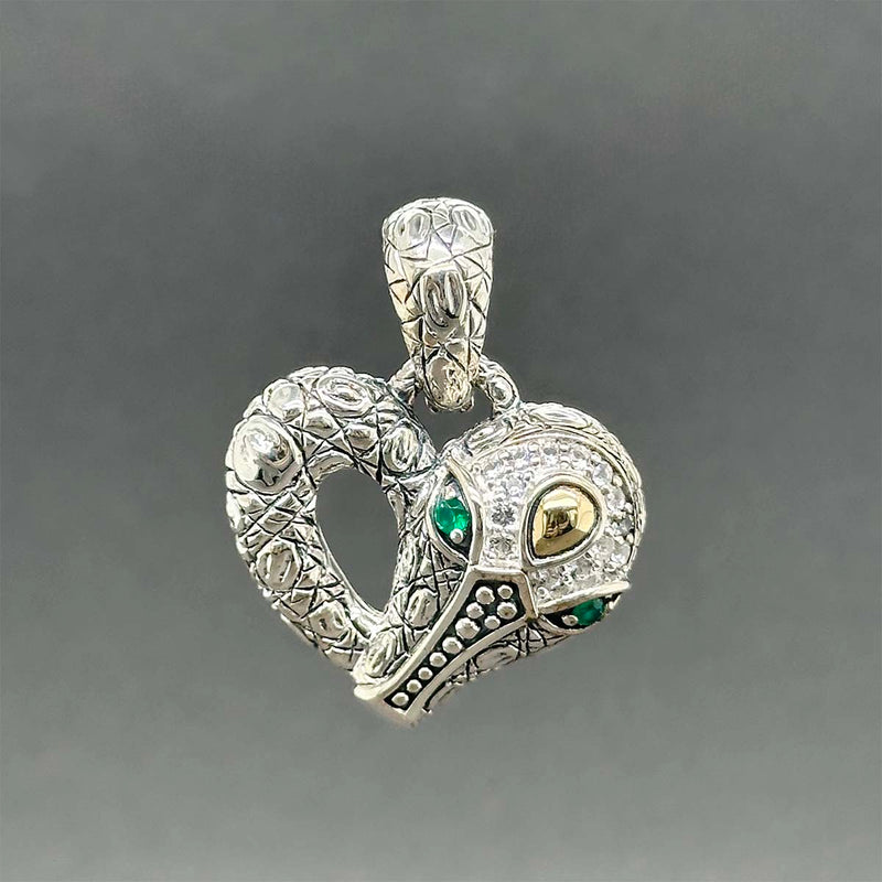 Estate Jai SS 14 0.34ctw Chalcedony & Sapphire Crocodile Heart Pendant