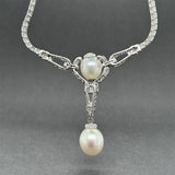 Estate Platinum 3.78ctw Diamond & Tahitian Pearl Y Drop Necklace