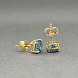 Estate 14K Y Gold Blue Topaz Stud Earrings