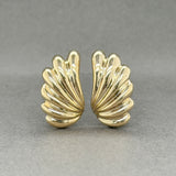 Estate 14K Y Gold Feathered Clip On Earrings