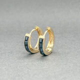 Estate 14K Y Gold 1.20ctw Sapphire Huggie Earrings