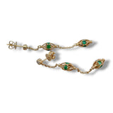 14K Y Gold 0.10ctw I-I1 Diamond and 0.73ctw Emerald Drop Earrings