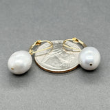 Estate 14K Y Gold Grey Freshwater Pearl Drop Earrings