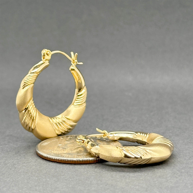 Estate 18K Y Gold Twisted Hoop Earrings