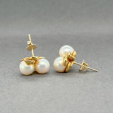 Estate 14K Y Gold Double Pearl Stud Earrings