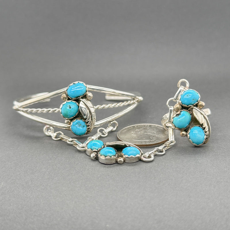 Estate SS Turquoise Bracelet & Ring Set