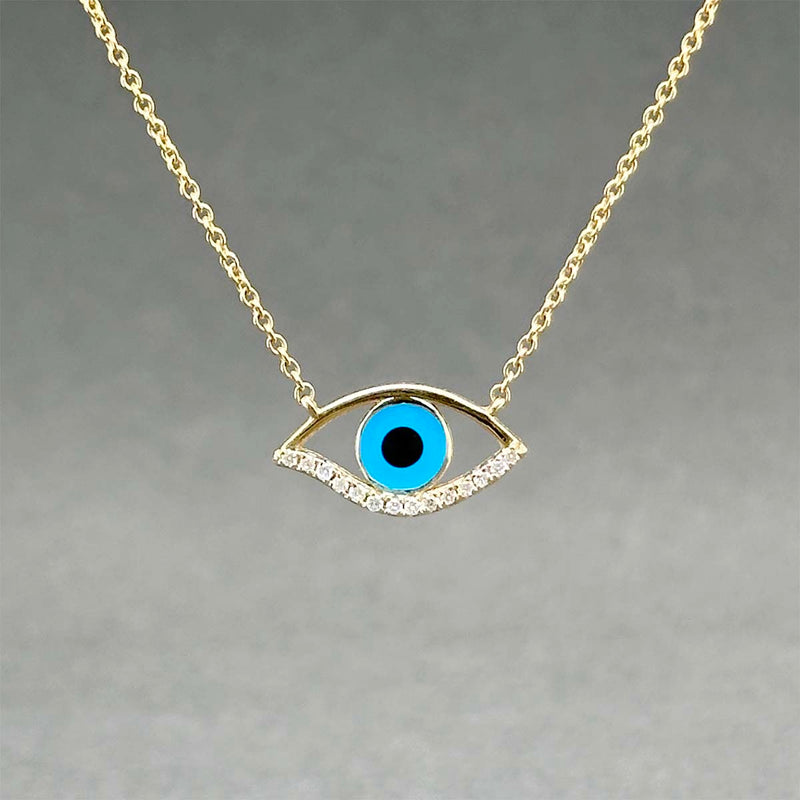 Estate 14K Y Gold 0.04ctw Diamond Evil Eye Pendant