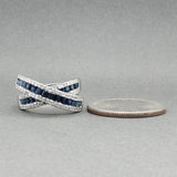 Estate 14K W Gold 1.04ctw Sapphire & 0.28ctw Diamond X Ring