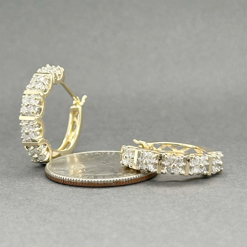 Estate 14K Y Gold 0.88ctw I/I1-2 Diamond Hoop Earrings