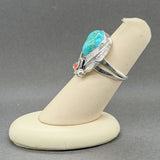 Estate SS Turquoise & Coral Ring