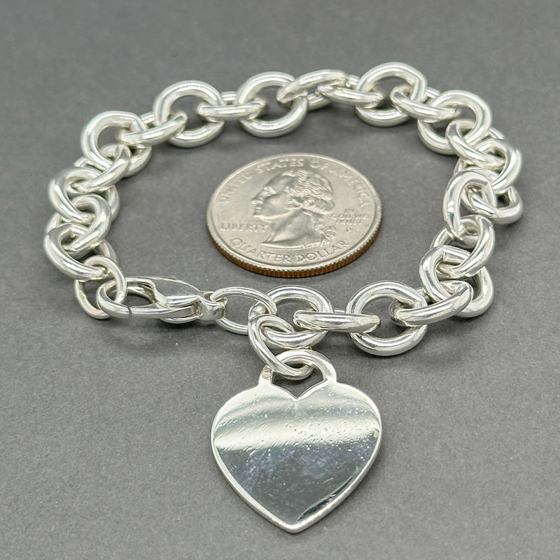 Estate Tiffany & Co. SS Heart Tag Charm Bracelet