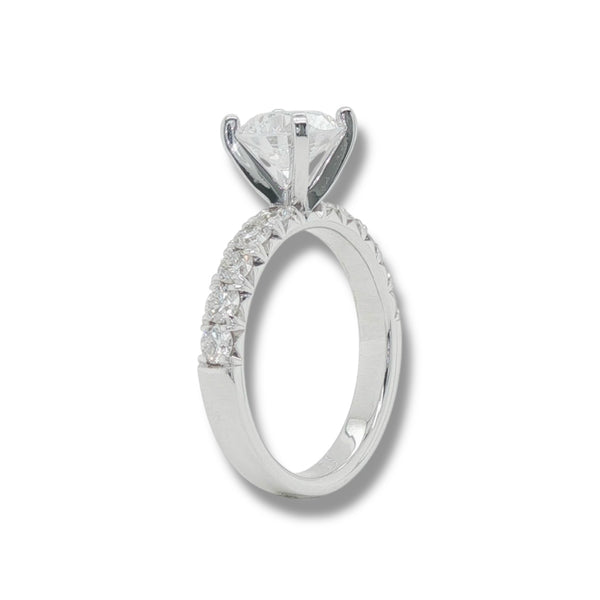 14K W Gold 0.70ctw G/SI1 10 Diamond Engagement Ring Mounting